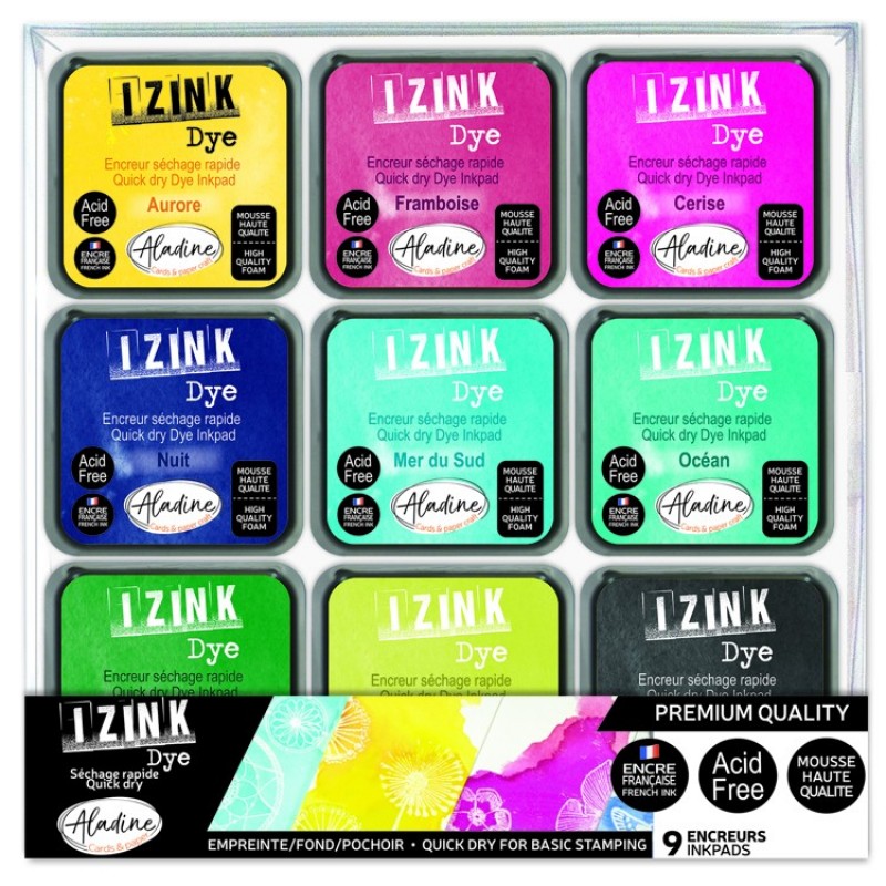 SET 9 INKPADS IZINK DYE - M