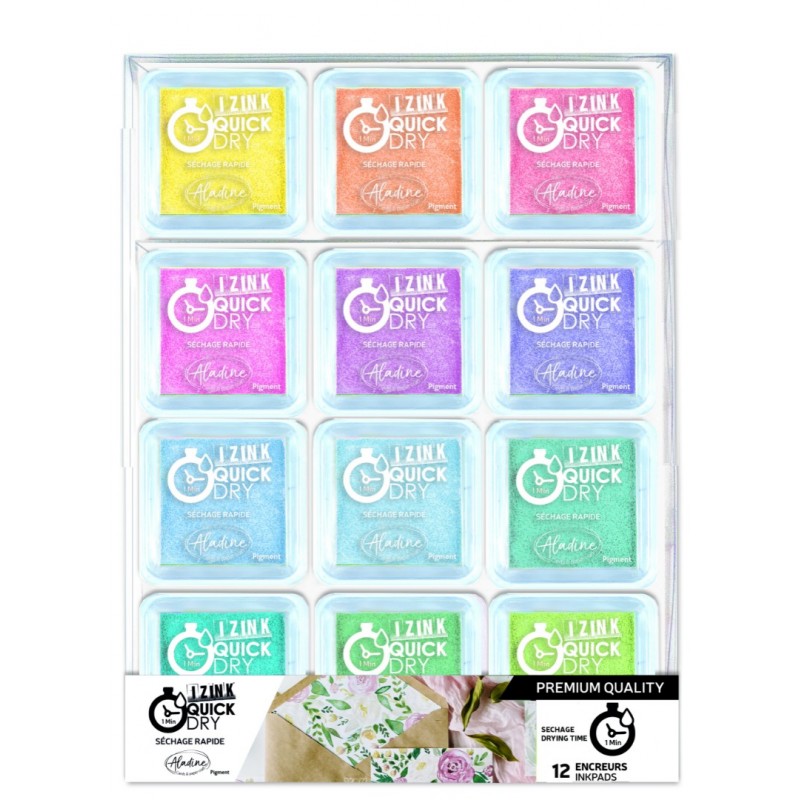 SET OF 12 IZINK QUICK DRY M INKPADS - PASTEL