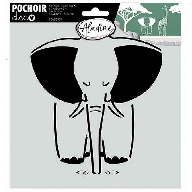 POCHOIR DECO ELEPHANT 20*20CM