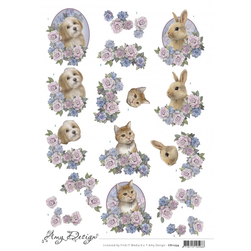 3D Cutting Sheets - Amy Design - Sweet Pets