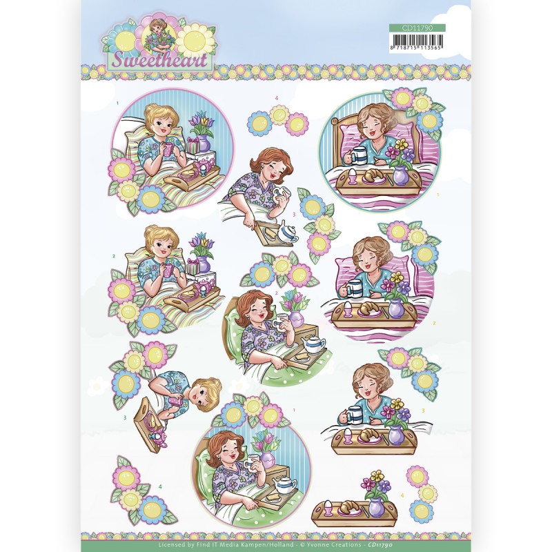 3D Cutting Sheet - Yvonne Creations - Bubbly Girls - Sweetheart - Breakfast