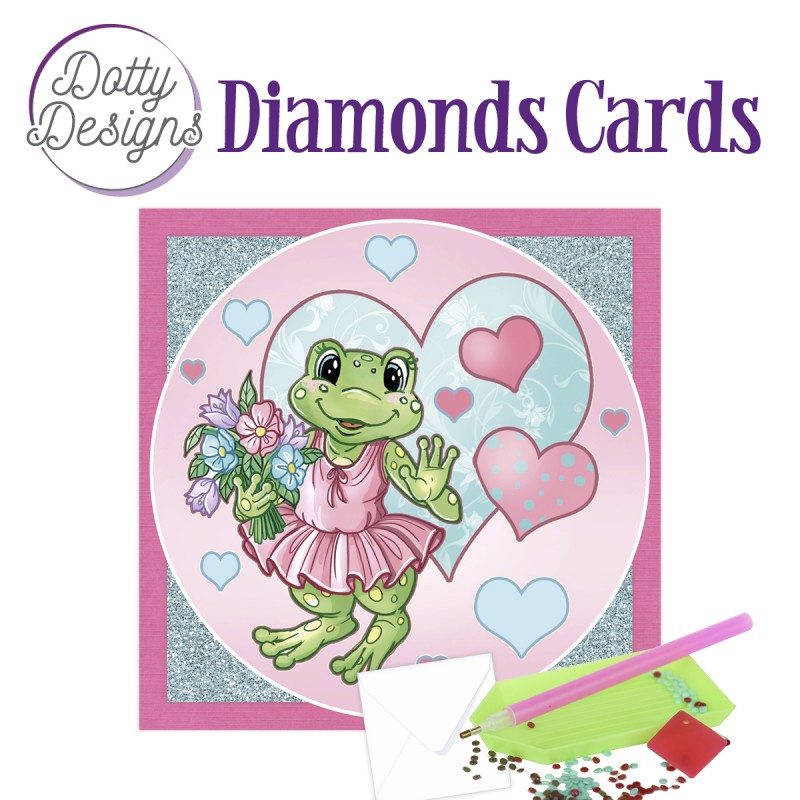 Dotty Designs Diamond Cards - Frog with Flowers