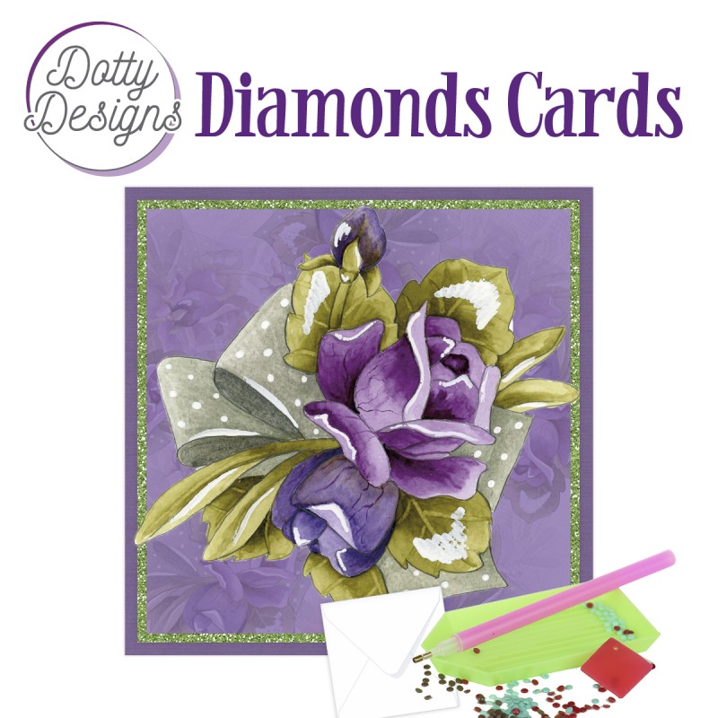 Dotty Designs Diamond Cards - Purple Roses