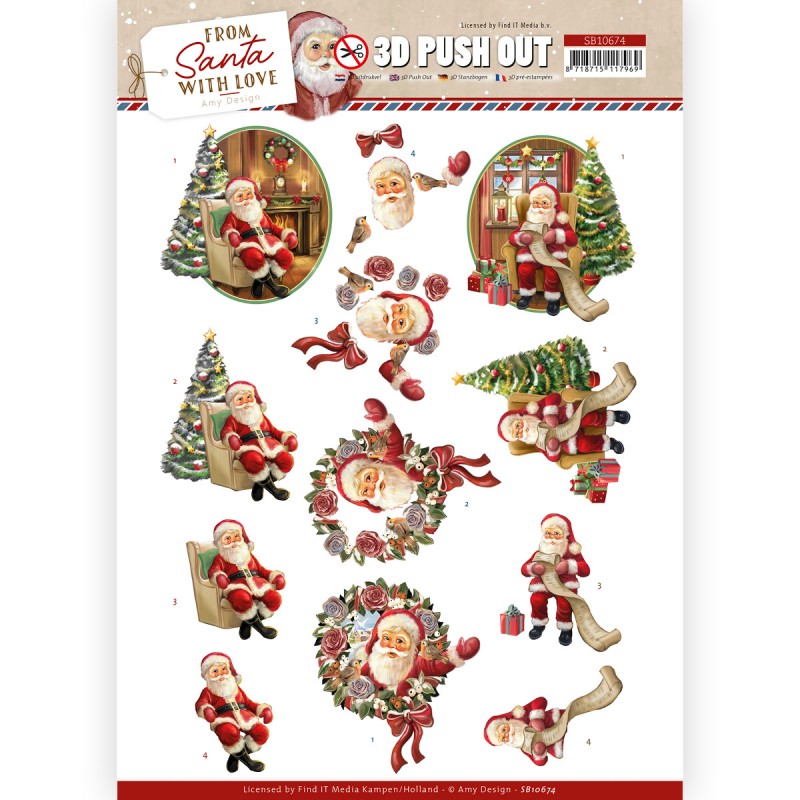 3D Push Out - Amy Design - From Santa with Love - Santa