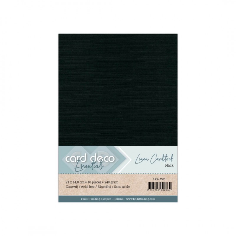 A5 Black Linen Cardstock