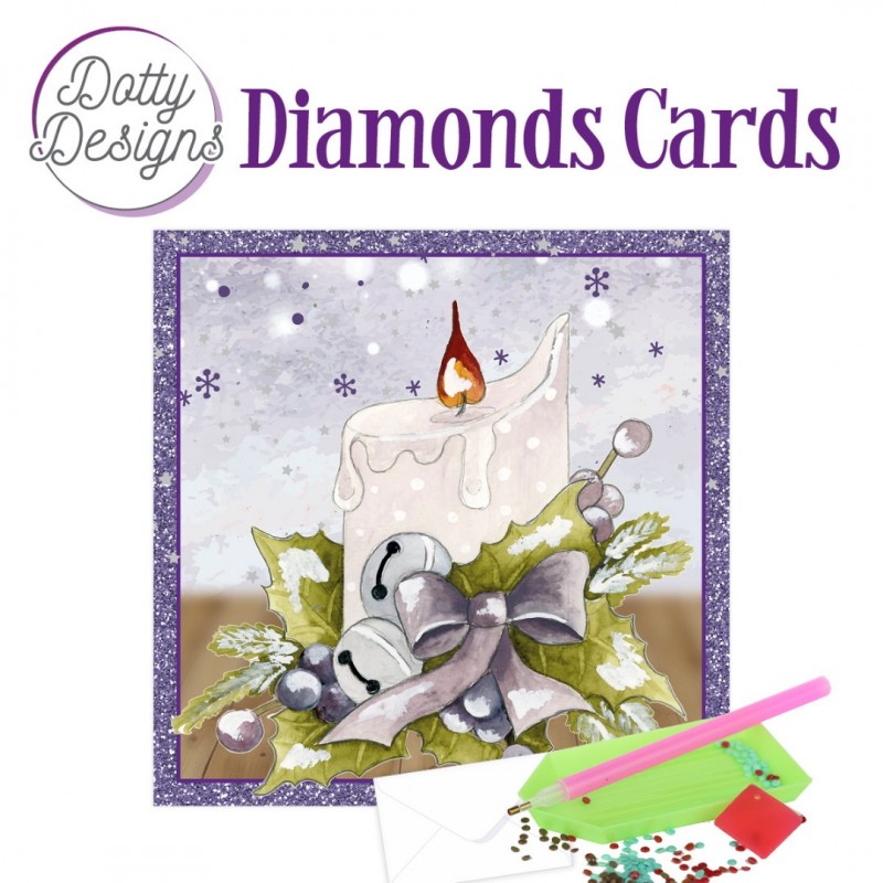 Dotty Designs Diamond Cards - Candle with Purple Bow