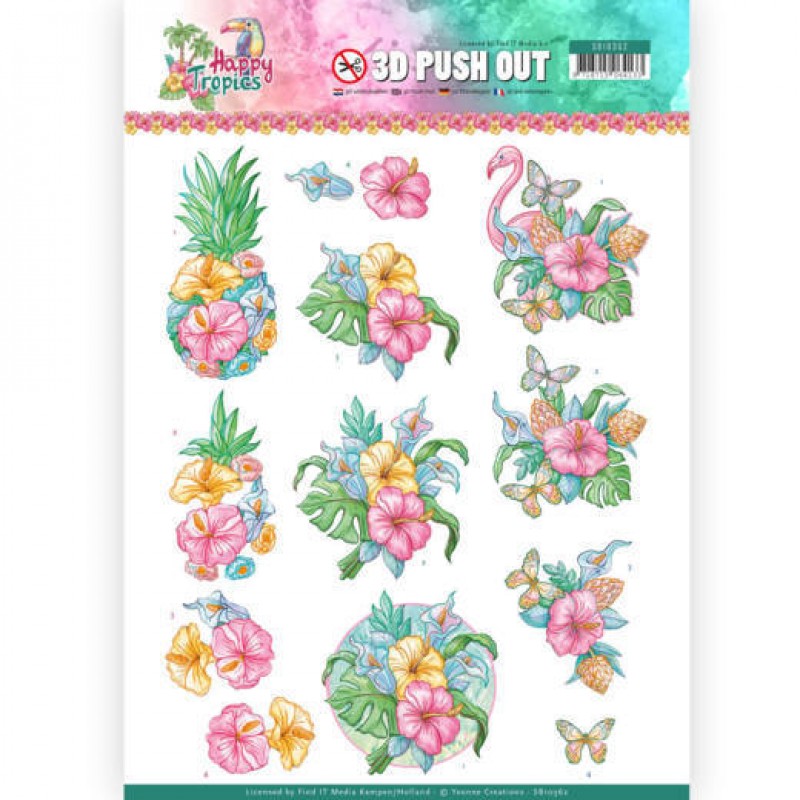 3D Pushout - Yvonne Creations - Happy Tropics -Tropical Flowers