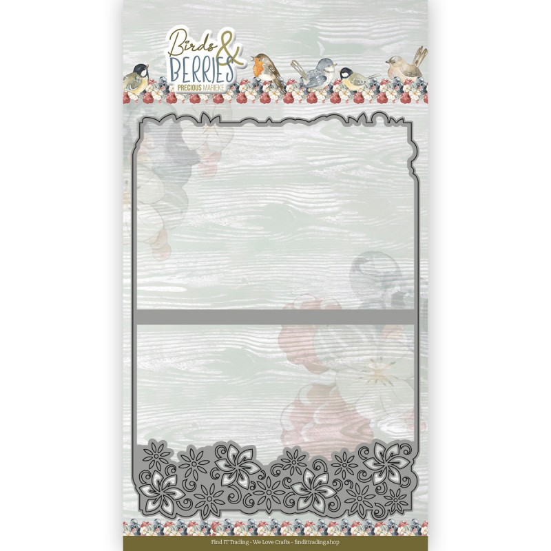 Dies - Precious Marieke - Birds and Berries - Frame Card Flower Border A5