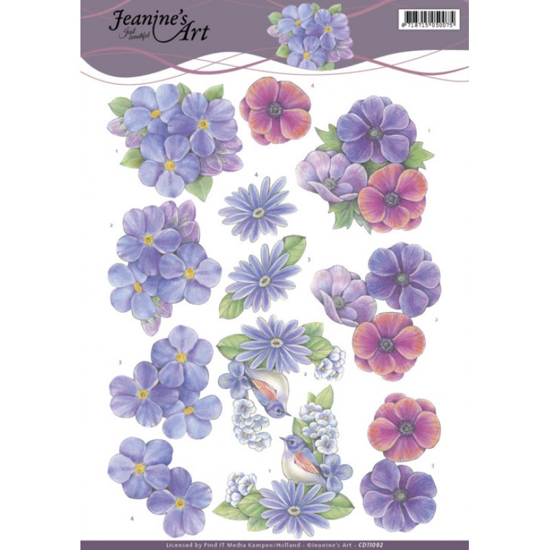 3D Knipvel - Jeanines Art - Purple Flowers