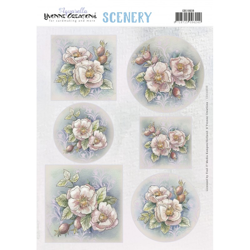 Push Out Scenery - Yvonne Creations Aquarella - Pink Flowers