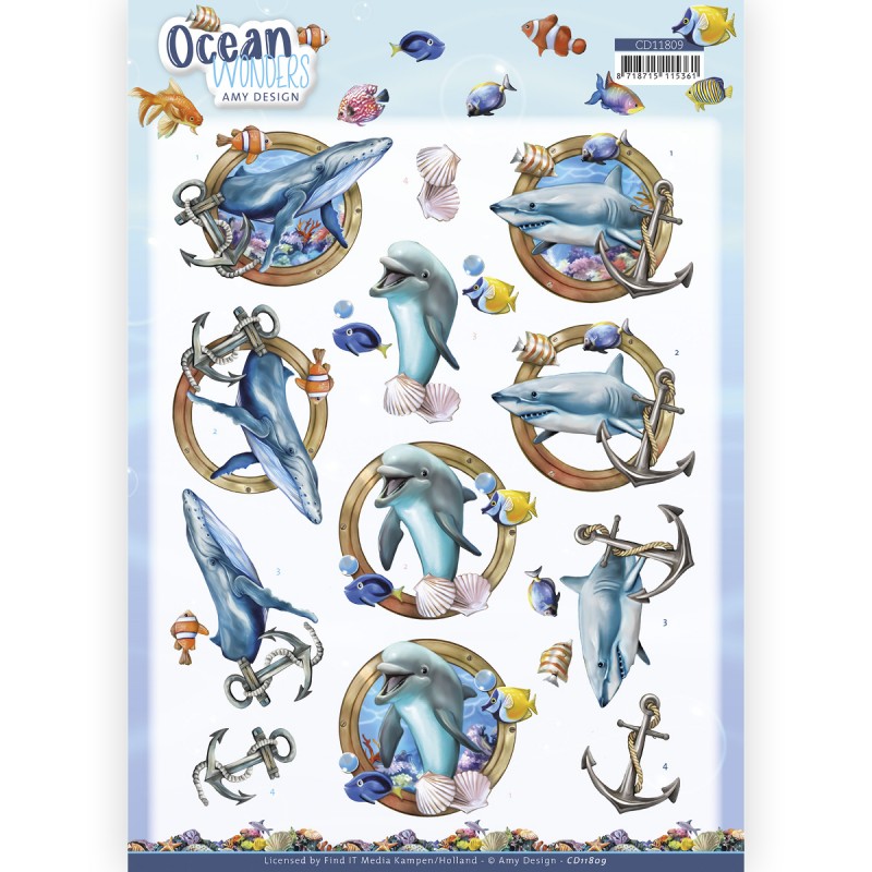 3D Cutting Sheet - Amy Design - Ocean Wonders - Shark