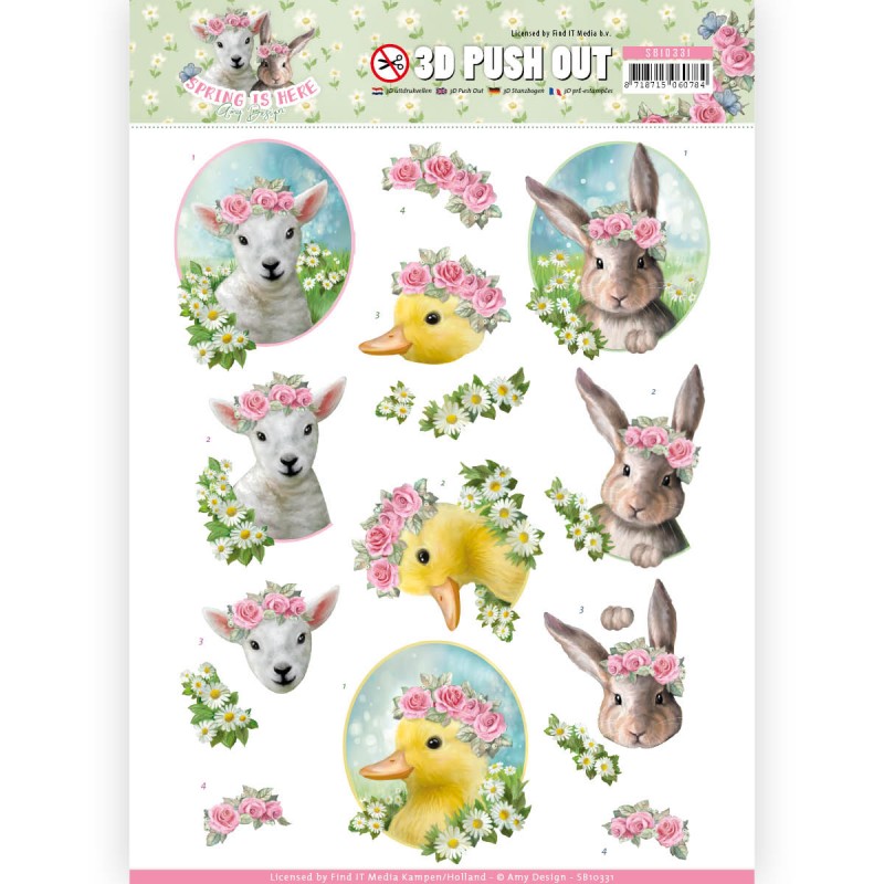 Baby Tiere - Spring Is Here 3D-Stanzbogen von Amy Design