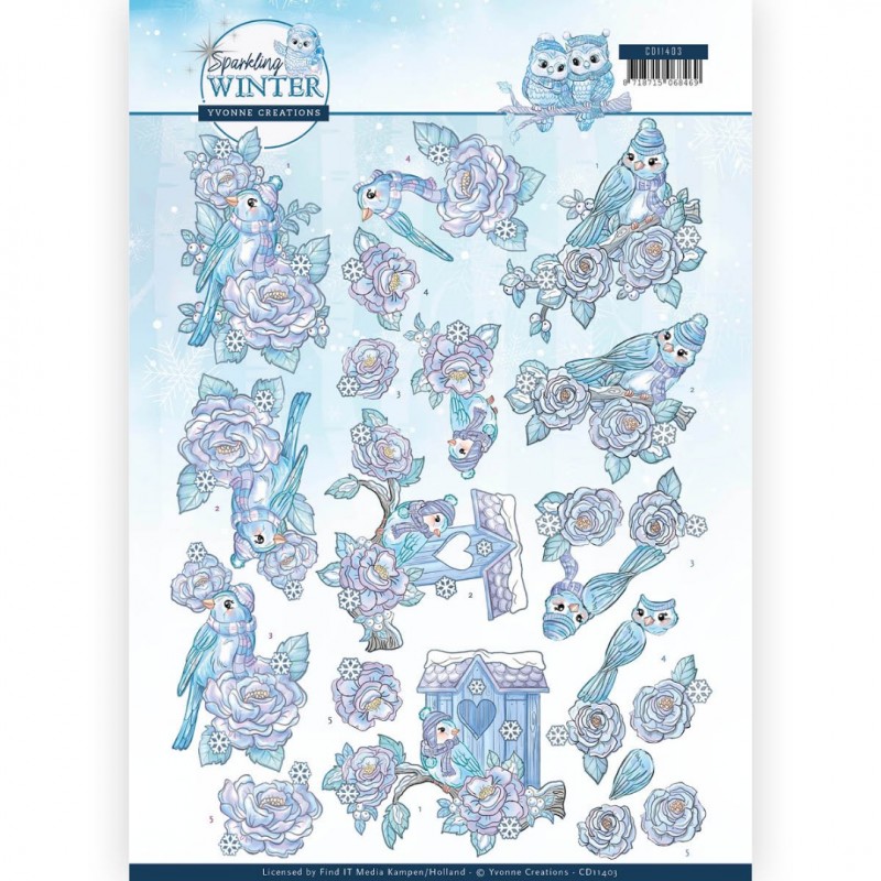 Wintervogels Sparkling Winter - 3D-Knipvel van Yvonne Creations
