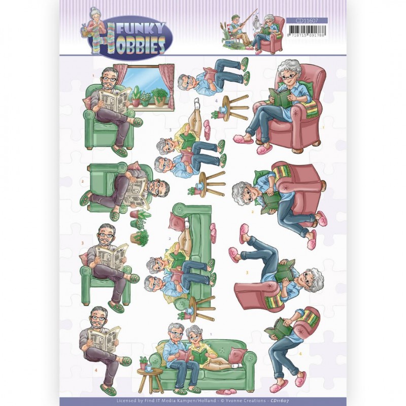 Reading - Funky Hobbies 3D Cutting Sheet by Yvonne Creations