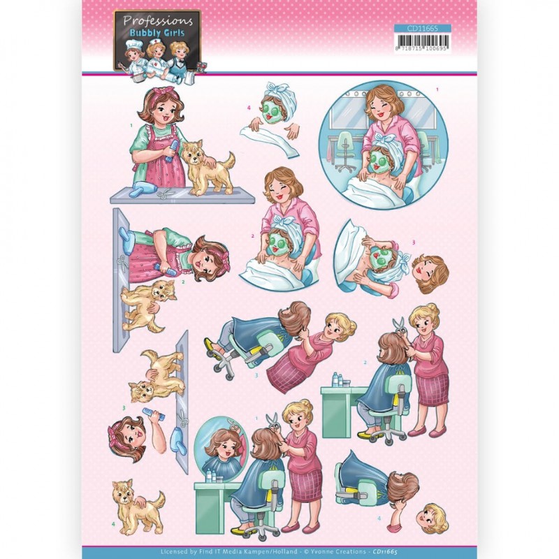 Beautician - Bubbly Girls Professions 3D Cutting Sheet - Yvonne Creations