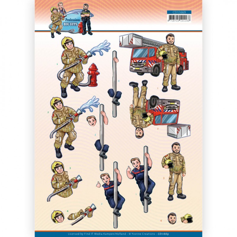 Fire department- Big Guys Professions 3D Cutting Sheet
