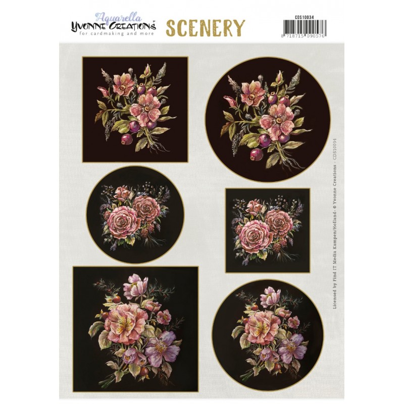 Antique Flowers - Aquarella Push Out Scenery by Yvonne Creations