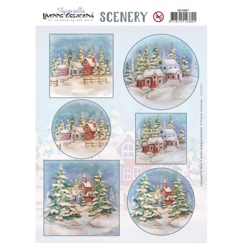 Push Out Scenery - Yvonne Creations - Aquarella - Winter House