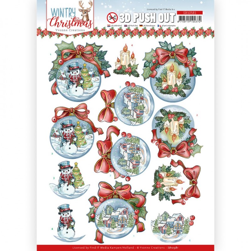 3D Push Out - Yvonne Creations - Wintry Christmas - Christmas Baubles