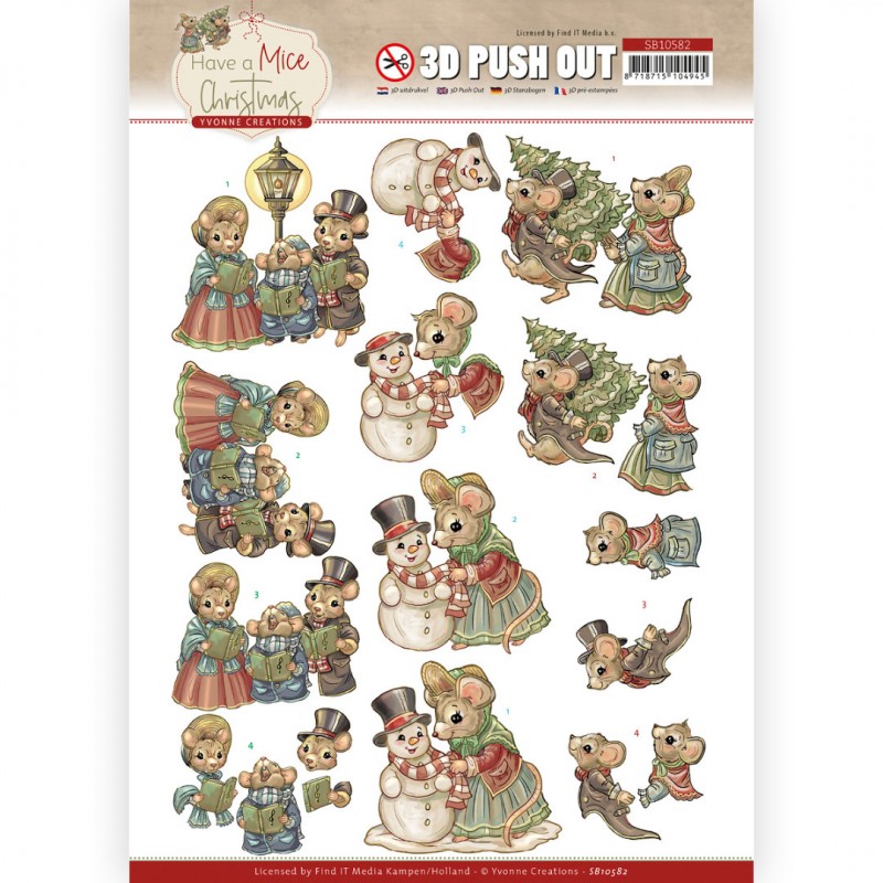 3D Push Out - Yvonne Creations - Have a Mice Christmas - Christmas Carol