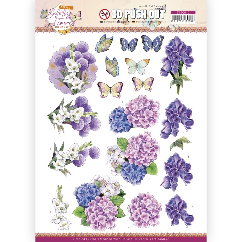 3D Push Out - Jeanine's Art - Perfect Butterfly Flowers - Hydrangea