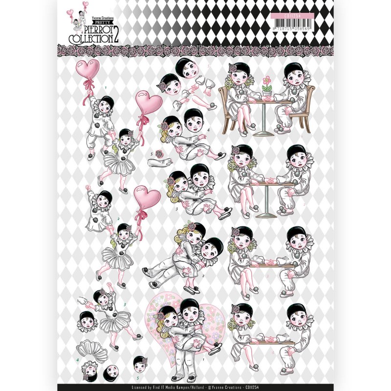 Love is in the Air Pretty Pierrot 2 - 3D-Knipvel Yvonne Creations