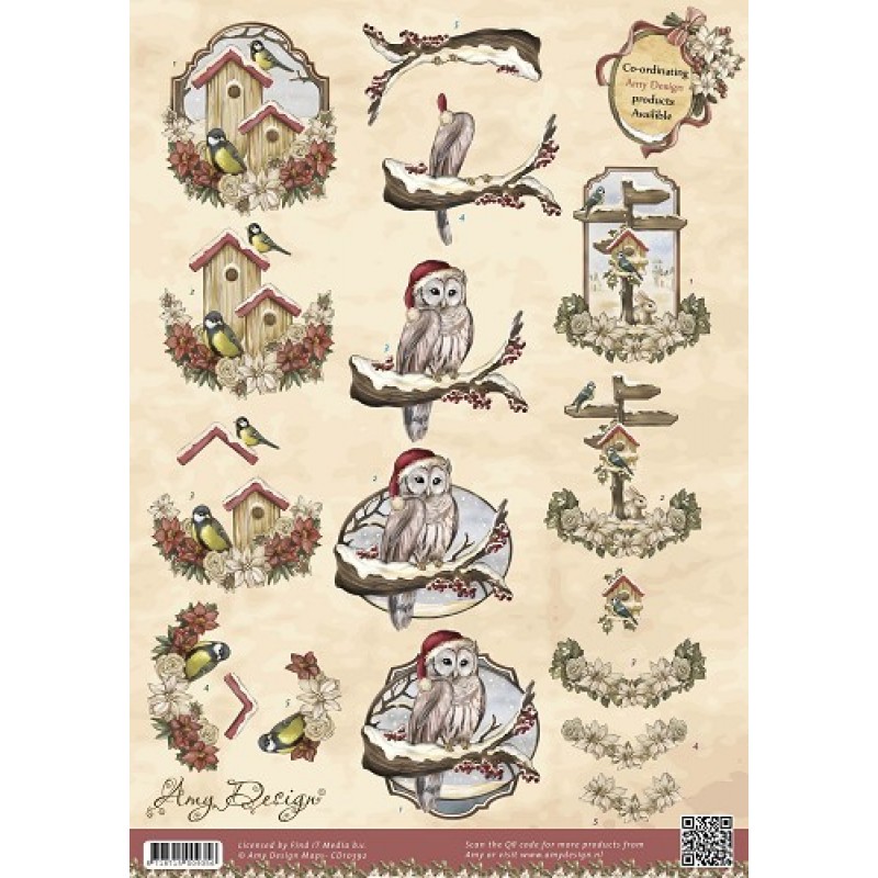 Kerstvogels - Vintage Christmas Collection 3D-Knipvel Amy Design