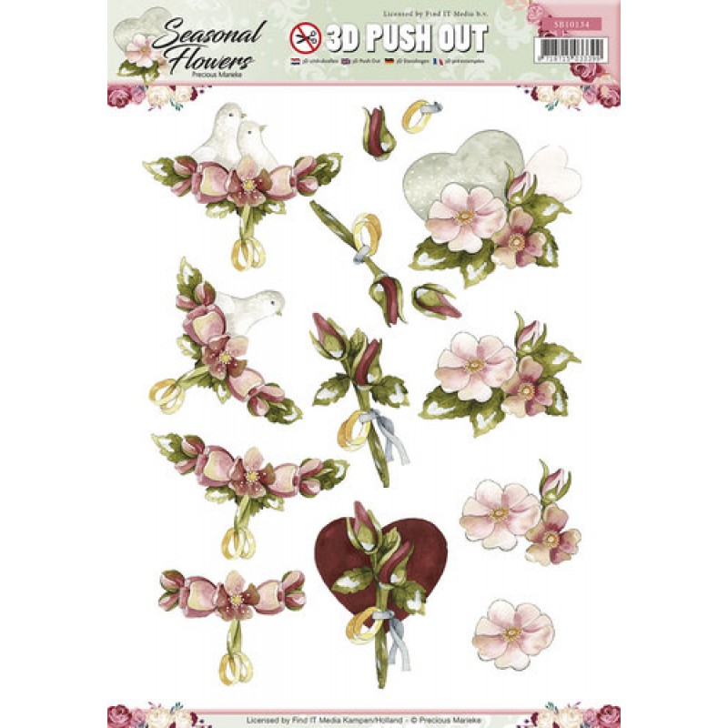 Nr. 1 Seasonal Flowers 3D-Uitdrukvel Push-Out Precious Marieke