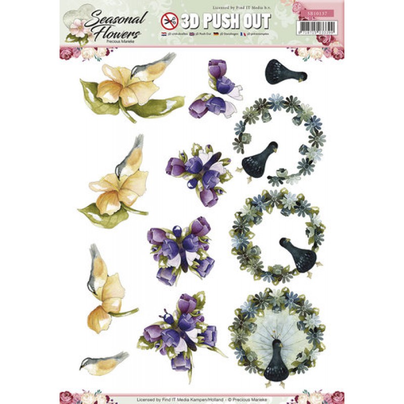 Nr. 3 Seasonal Flowers 3D-Uitdrukvel Push-Out Precious Marieke