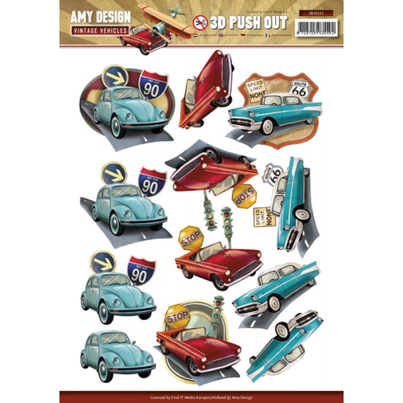 Nr. 1 Vintage Vehicles 3D-Push-Out Amy Design