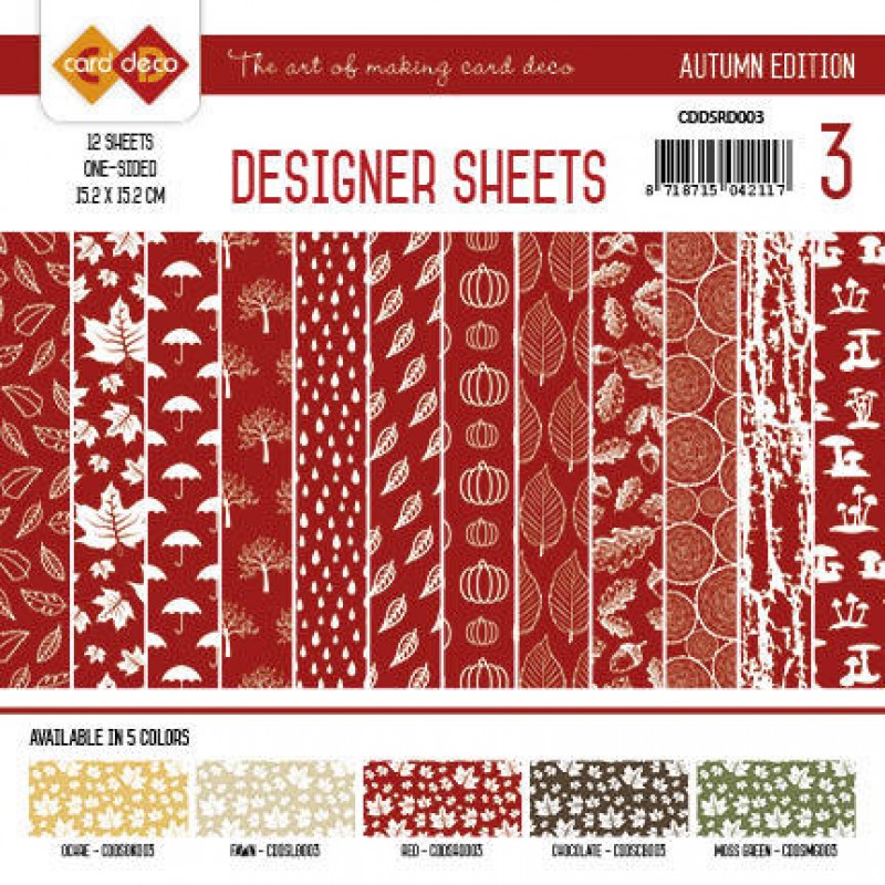 Red Autumn Colors Designer Sheets 3 by Card Deco 