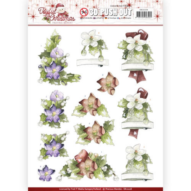 Christmas Rose Joyful Christmas 3D-Uitdrukvel Push-Out Precious Marieke