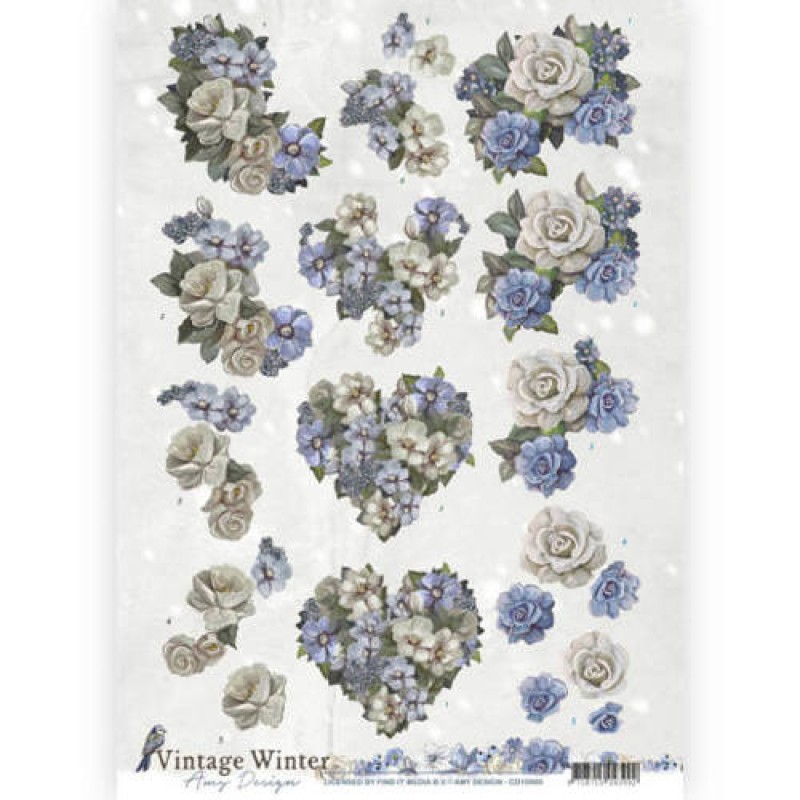 Winter Flowers - Vintage Winter 3D-Knipvel Amy Design