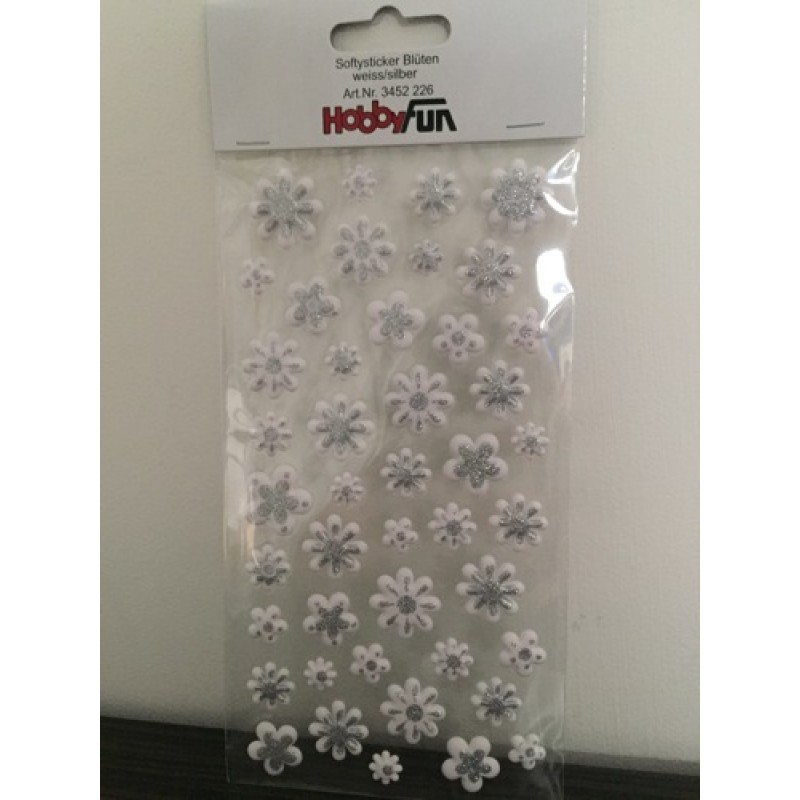 Softy sticker bloemen wit