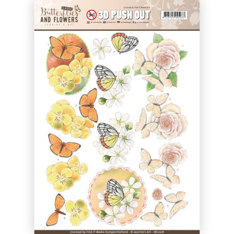 Lovely Butterflies Classic Butterflies and Flowers 3D-Uitdrukvel Push-Out Jeanine's Art