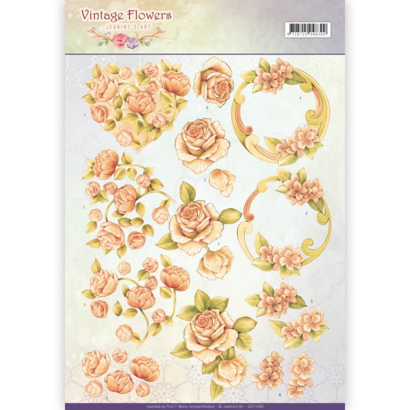 Romantic Vintage Vintage Flowers 3D-Knipvel Jeanine's Art