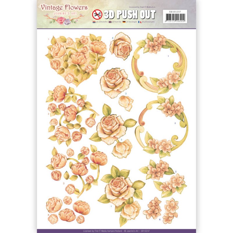 Romantic Vintage - Vintage Flowers 3D-Push-Out Jeanine's Art