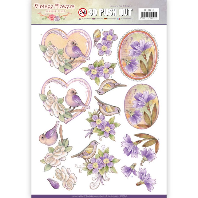 Pale Violet - Vintage Flowers 3D-Push-Out Jeanine's Art