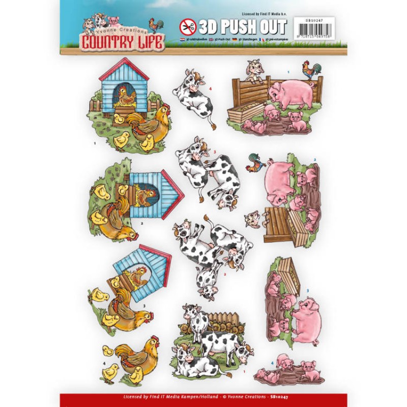 Farm Animals - Country Life 3D-PushOut Yvonne Creations