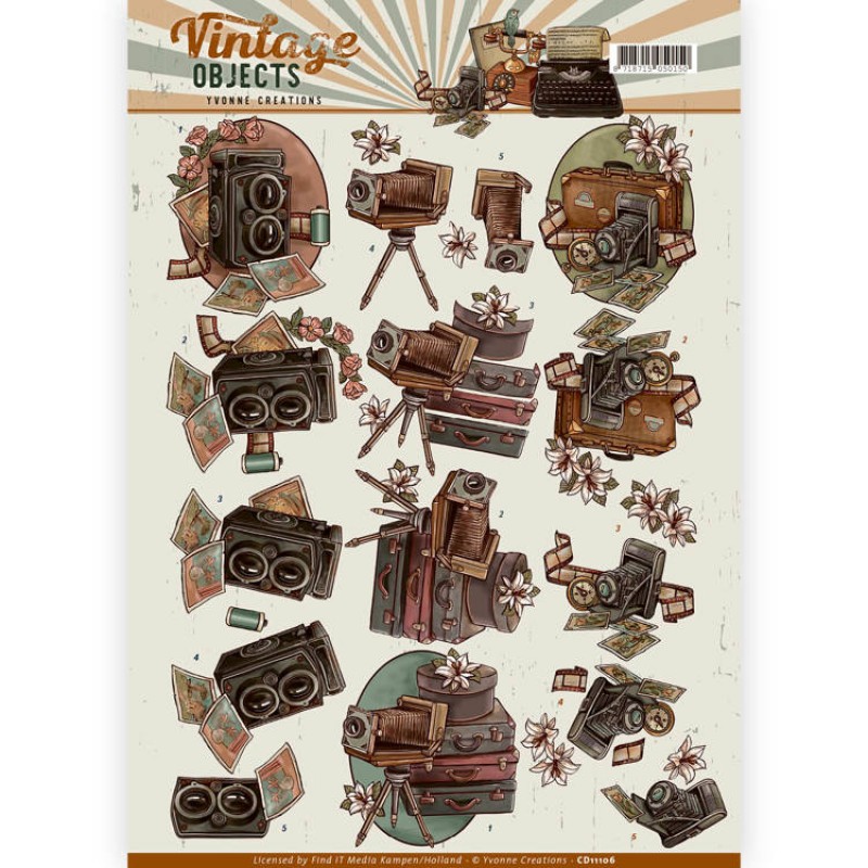 Vintage Cameras - Vintage Objects 3D-Knipvel Yvonne Creations