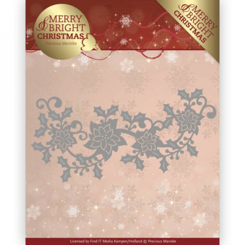 Dies - Precious Marieke - Merry and Bright Christmas - Poinsettia Border