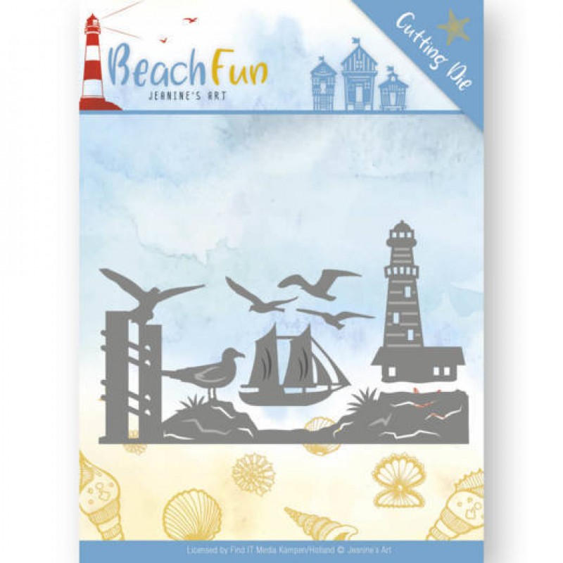 Dies - Jeanine's Art - Beach Fun - Lighthouse Border