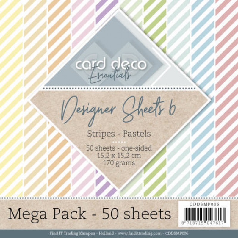 Stripes Pastels Designer Sheets Mega Pack 6 by Card Deco