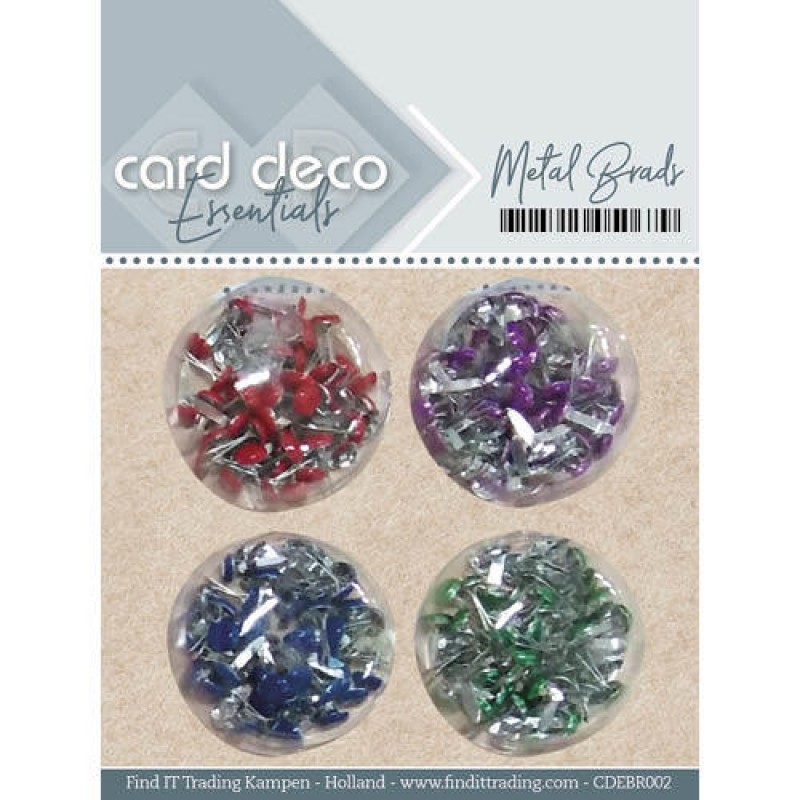 Card Deco Essentials Metal Brads Red Purple Blue Green