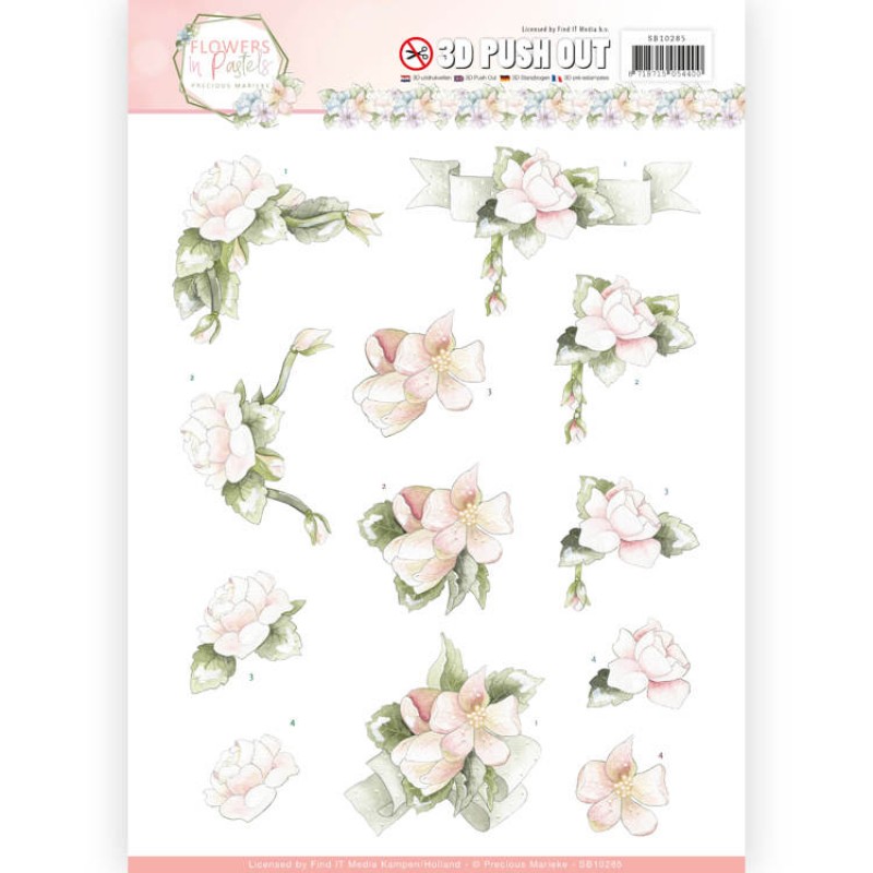 Believe in Pink Flowers in Pastels 3D-Uitdrukvel Push-Out Precious Marieke 