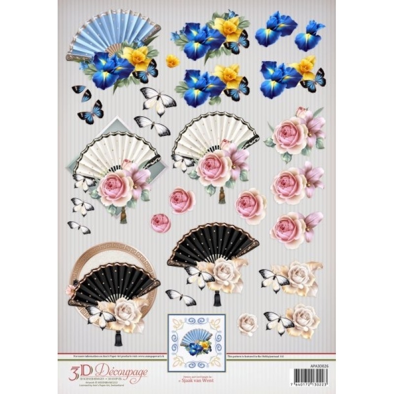 Flowery Fans 3D Decoupage Sheet Ann's Paper Art