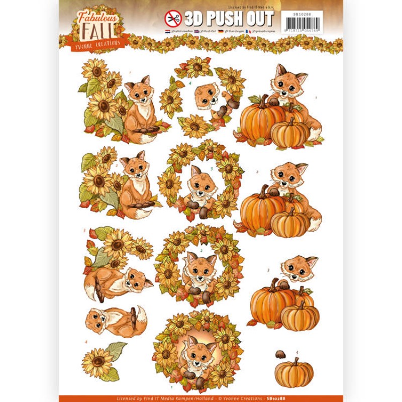 Fabulous Foxes Fabulous Fall 3D-Uitdrukvel Push-Out Yvonne Creations