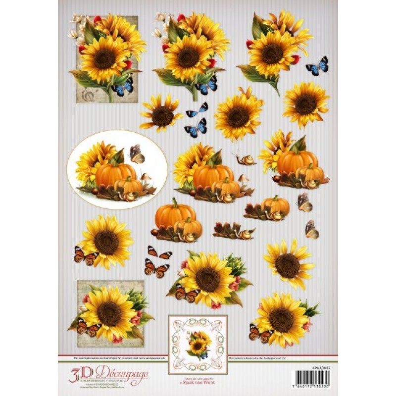 Sunflowers 3D Decoupage Sheet Ann's Paper Art