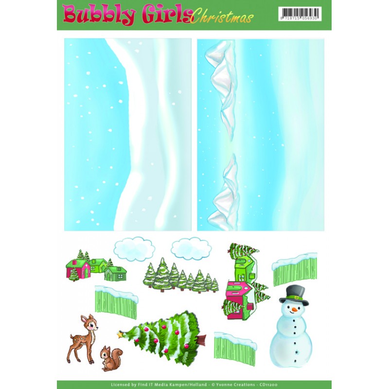 Nr. 2 Background Sheets - Bubbly Girls Christmas 3D-Knipvel Yvonne Creations