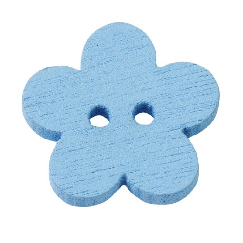 Houtknoop Bloem, ca. 1 cm, buidel met 40 st, blauw